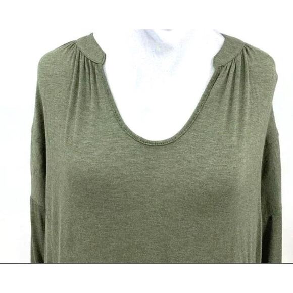 H by Bordeaux Drawstring Waist 3/4 Sleeve Top Sz Medium in Green Heather NWT - Picture 3 of 7
